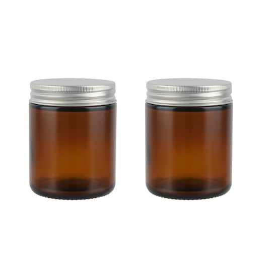 6 Packs: 2 ct. (12 total) 8oz. Amber Glass Candle Jars by Make Market®